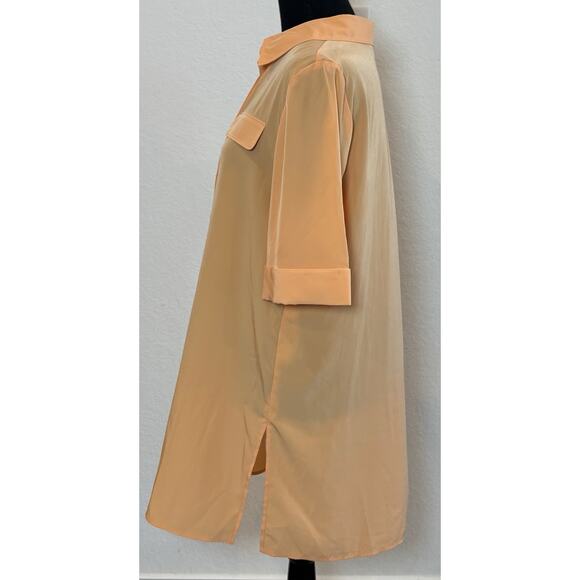 Chico’s Peach Short Cuffed Sleeve 1/2 Button Tunic Side Slits Size 1 (Med) - Picture 2 of 4